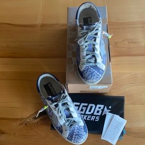 Golden Goose Superstar Blue Bandana-Silver Star, 39